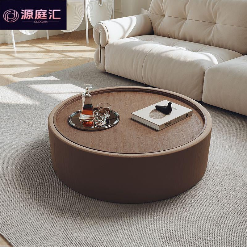 Italian round storage coffee table small apartment for home living room casual cream style retroaccessible luxury living room classy side table