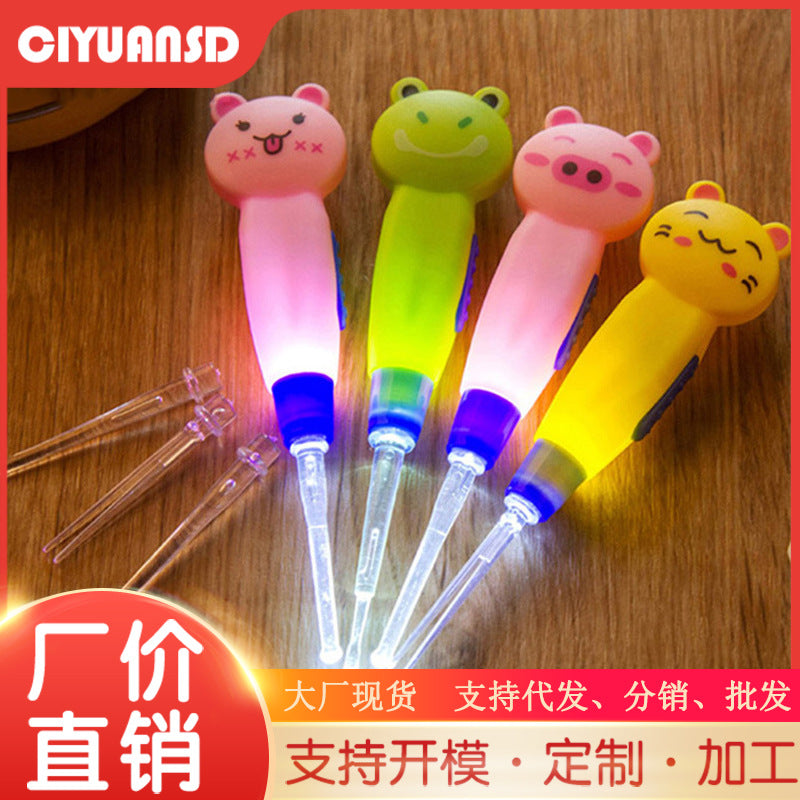 Infant and toddler cartoon luminous ear spoon kids ear picking tool ear spoon baby with light ear digging spoon cleaning handy gadget
