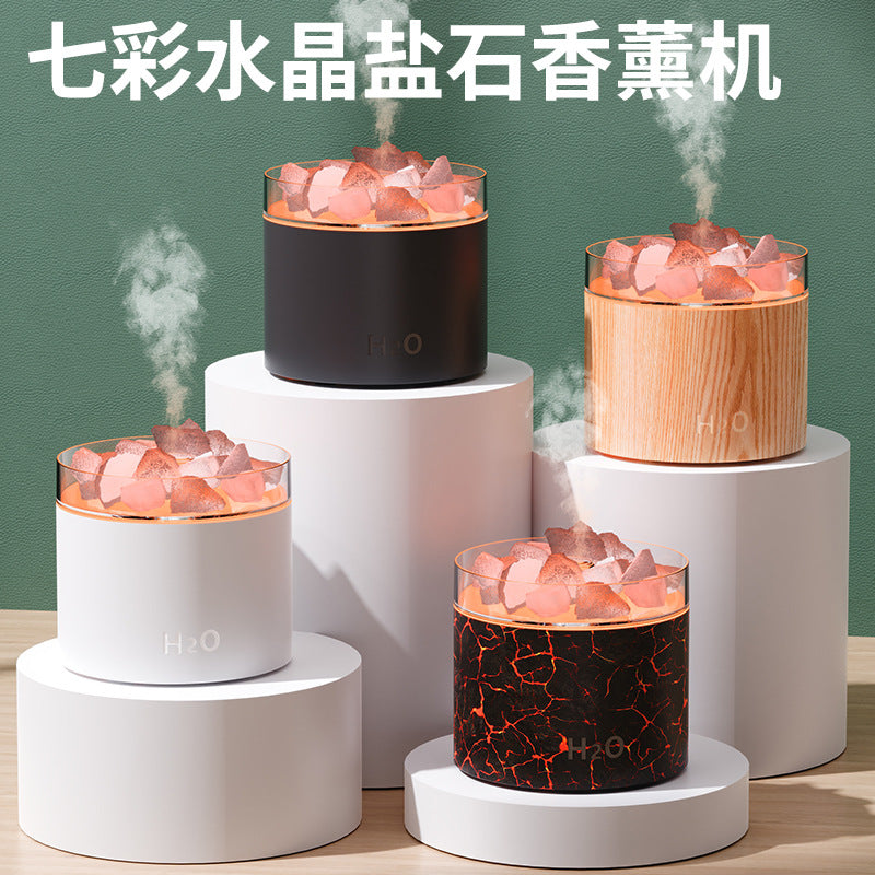 Creative salt stone aroma diffuser - add essential oils, home desktop ambient night light, office desk humidifier