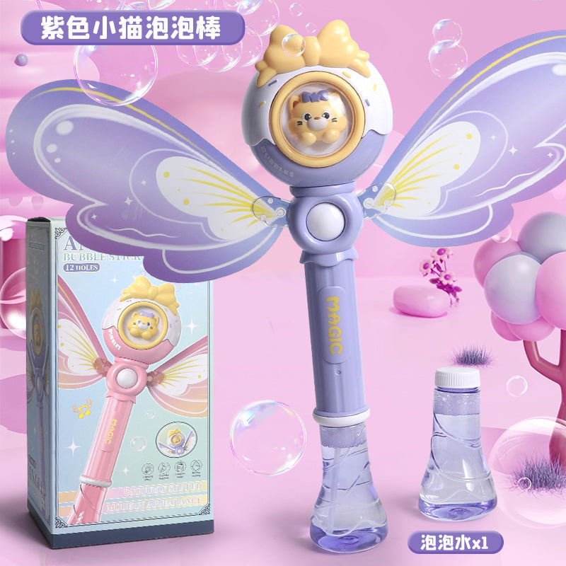 new product angel fully automatic bubble machine lighting and sound effects handheld children's parent-child interaction export water gun wholesale