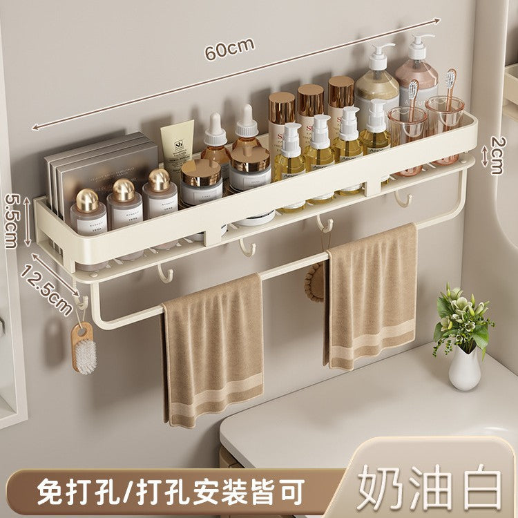 Space Aluminum Cream Wind Toilet Wash Desk Shelf No Punching Toilet Bathroom Toilet Wall Hanging Storage Rack