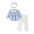 Baby outfit set - new autumn  collection - girls' set - pastoral style - sky blue polka dot floral print - children's clothing