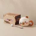Cute cartoon bear mug with lid - ceramic cup, perfect birthday gift for her, high-value and meaningful souvenir