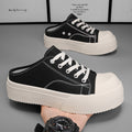 Canvas men's shoes summer breathable easiest for matchcasual big toe sneakers lazy one-leg sports heelless toe half drag