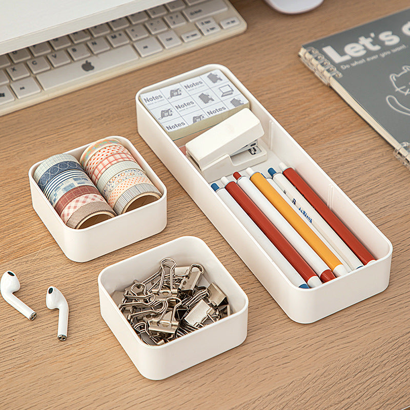 Multifunctional Square Storage Box Grid Plastic Retractable Storage Box Desktop Drawer Storage Stationery Storage Box