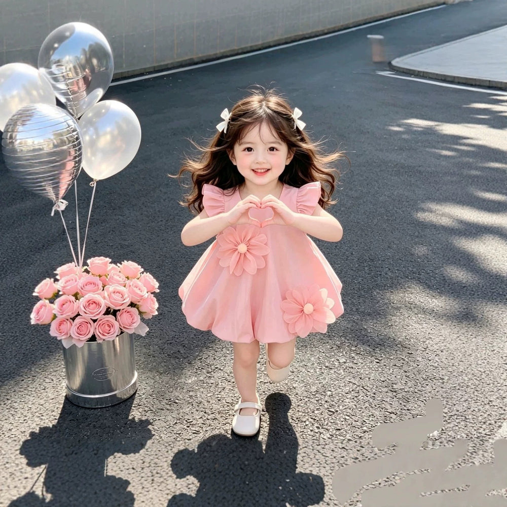 Girls' summer dress - stylish and trendy flutter sleeve princess dress for toddlers and babies - floral summer outfit