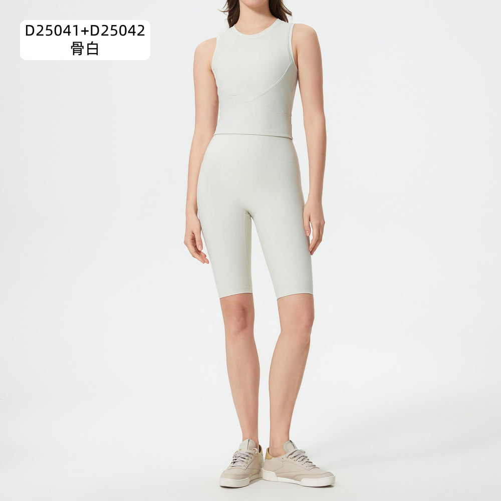 Naked slimming shaping with breast pad sports vest women's no embarrassment line high waist hip lifting fitness yoga pants suit