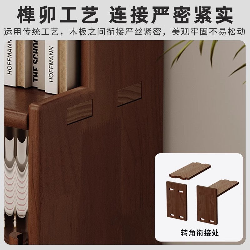 Solid wood bay window cabinet storage locker household balcony renovation window sill antique bookshelf Japanese dust-proof bookcase