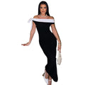 European and american style cross-border women's autumn/winter new fashion elegant one-shoulder ribbon sleeveless bodycon mini dress