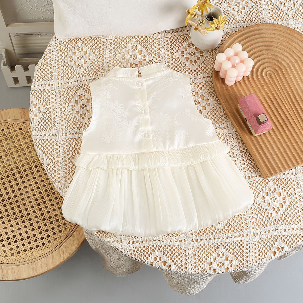 Summer 100-day newborn thin one-piece jumpsuit baby chinoiserie bag butt cover baby princess dress trendy
