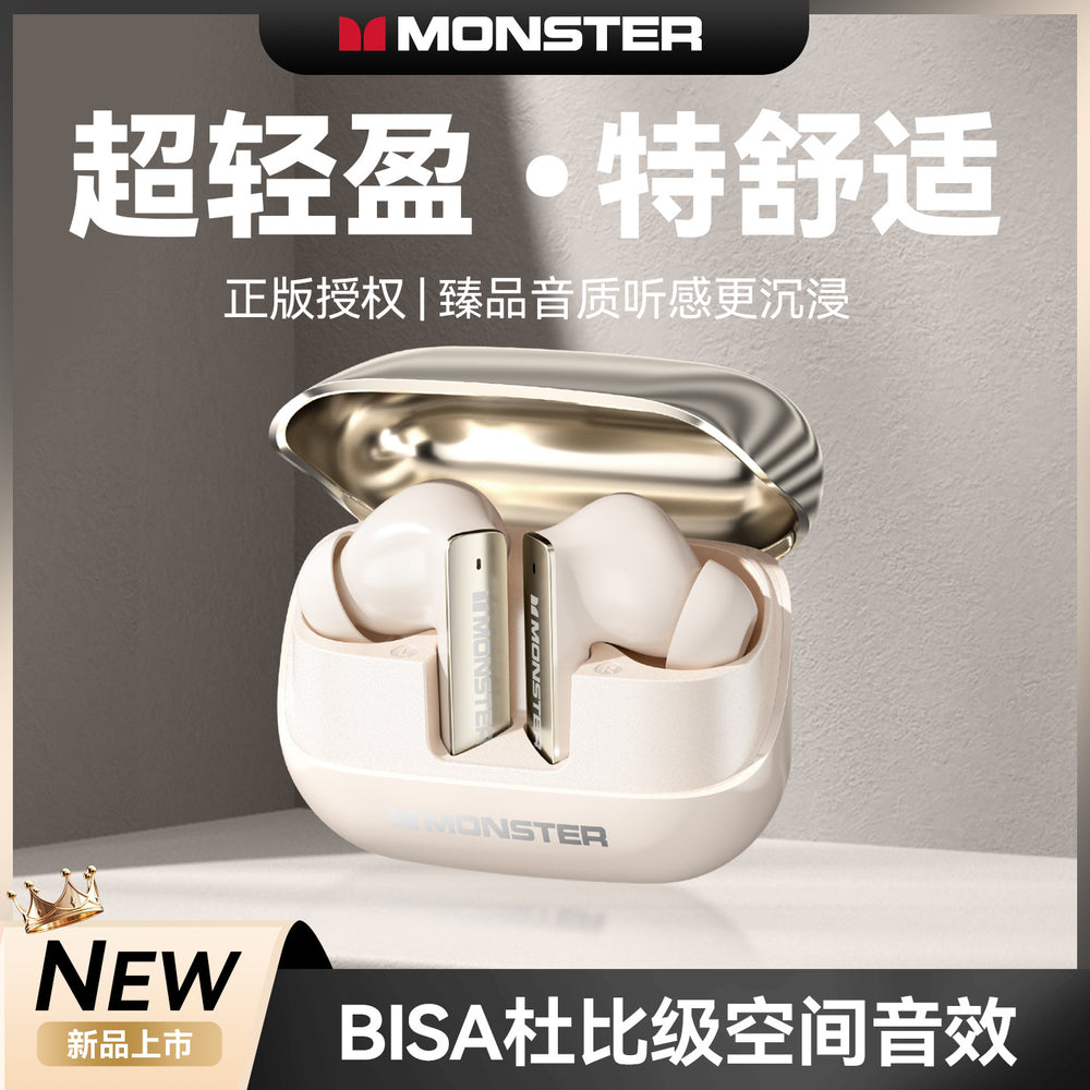 Monst mqt50 wireless bluetooth gaming headphones - in-ear, noise-canceling, sports music, high-fidelity audio, long battery life