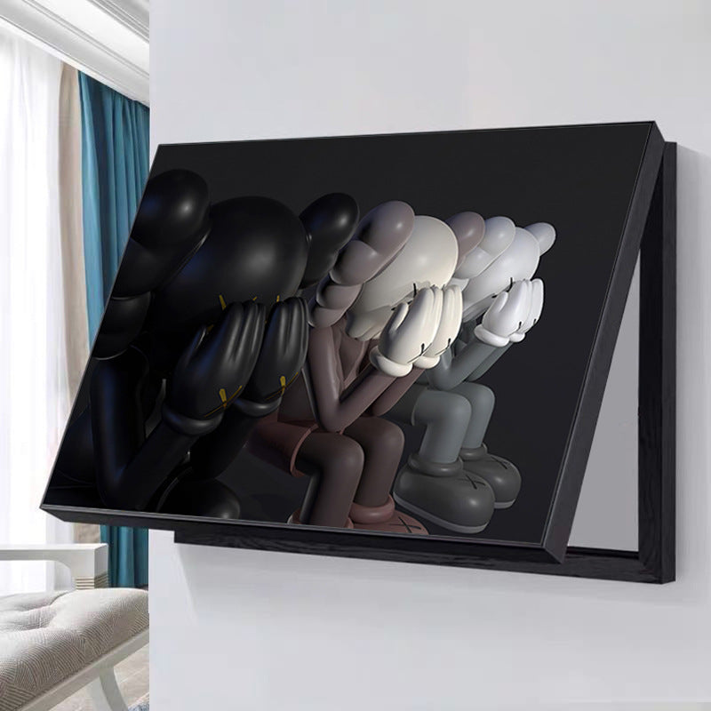 Kaws trend meter box decorative painting simple cartoon violent bear electric box blocking hanging painting switch box flip wall painting
