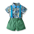 Kids' hong kong style floral shirt performance costume, boys' street dance outfit, runway dress, boys' host outfit, children's day performance costume