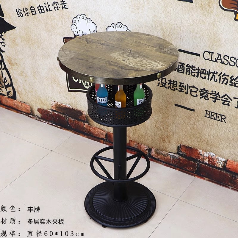 Bar clear bar ktv cafe high table and chair combination retro bar stool industrial style bistro loose table