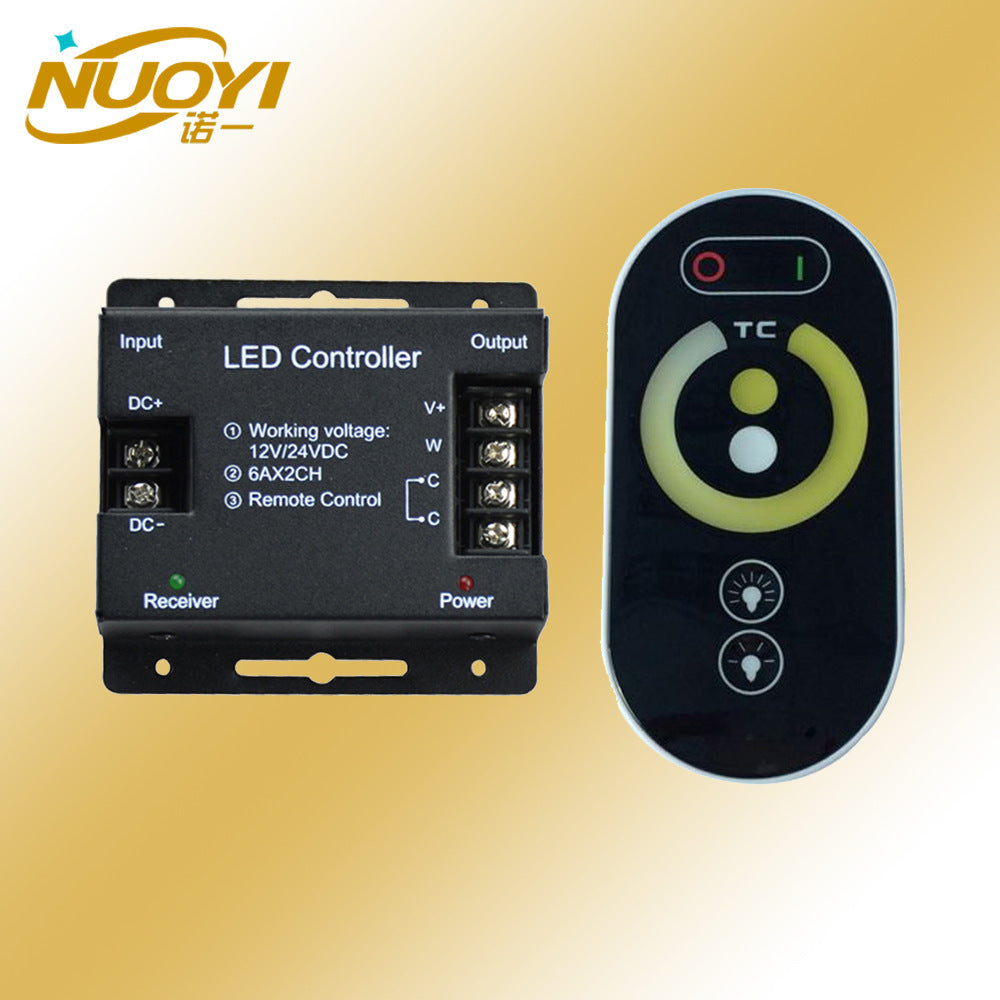 Two-wire two-channel dual-color temperature controller, three-wire COB light with stepless dimmer to adjust brightness LED home improvement lighting
