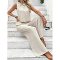 Shipped:  independent station fashion cross-border sexy casual pants see-through vacation style trousers hollow-out two-piece set
