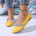 export plus size casual flats women's  spring pointed toe comfortable rhinestone low heel flat shoes wholesale