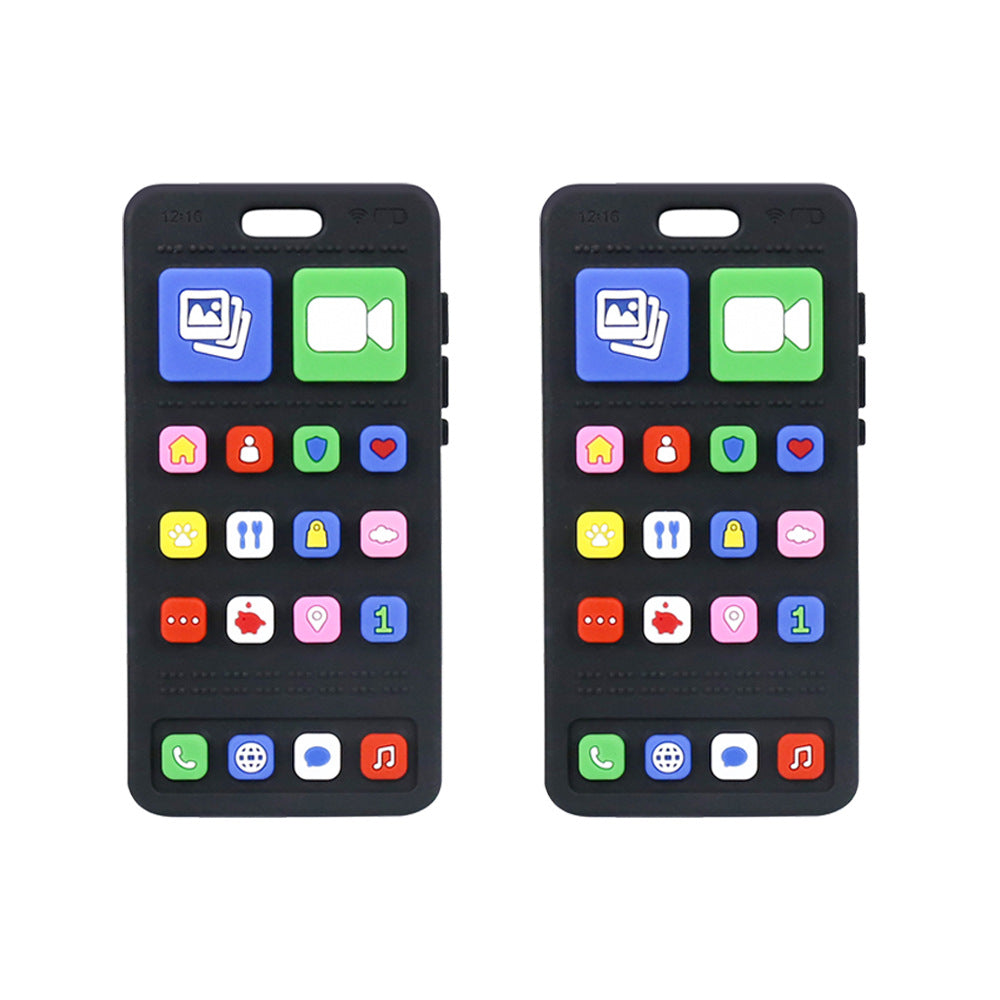 Cross-border silicone mobile phone toothpaste baby anti-eating hand grinding stick soothing toy biting le toothpaste baby food grade