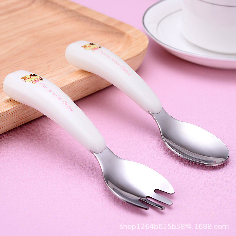 Cartoon 304 stainless steel children's tableware spoon fork box three-piece set baby tableware mother and baby gifts fork and spoon