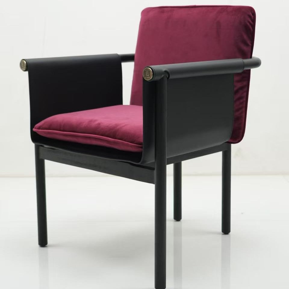 Fabric dining chair villa restaurant saddle leather single chair for home solid wood armrest desk chair restaurant for home chair