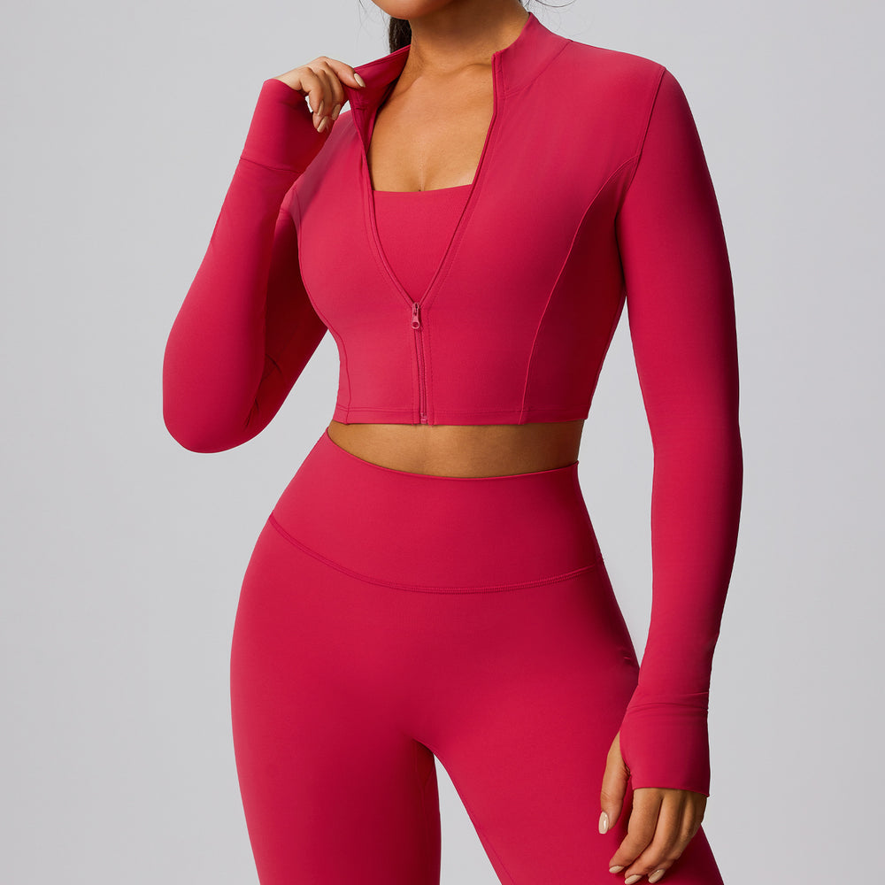 European and american autumn/winter zip-up yoga jacket for women, outdoor running long sleeve fitness jacket, cloud-feel quick-dry activewear yoga top