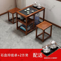 Solid wood balcony tea table small coffee table tea table and chair combination all-in-one complete set with water kettle stone plate zhuo casual
