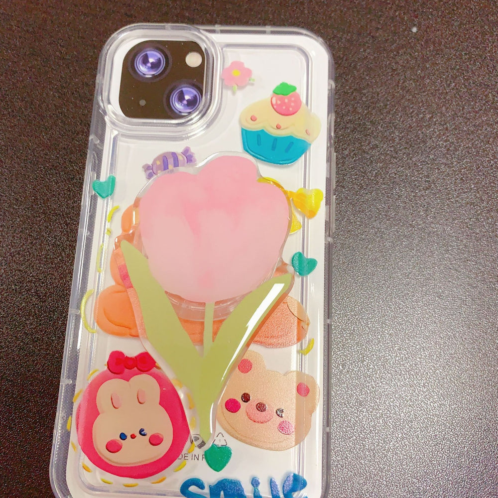 Creative desktop lazy stand melody kuromi/white rabbit/violent bear cartoon cute foldable mobile phone stand