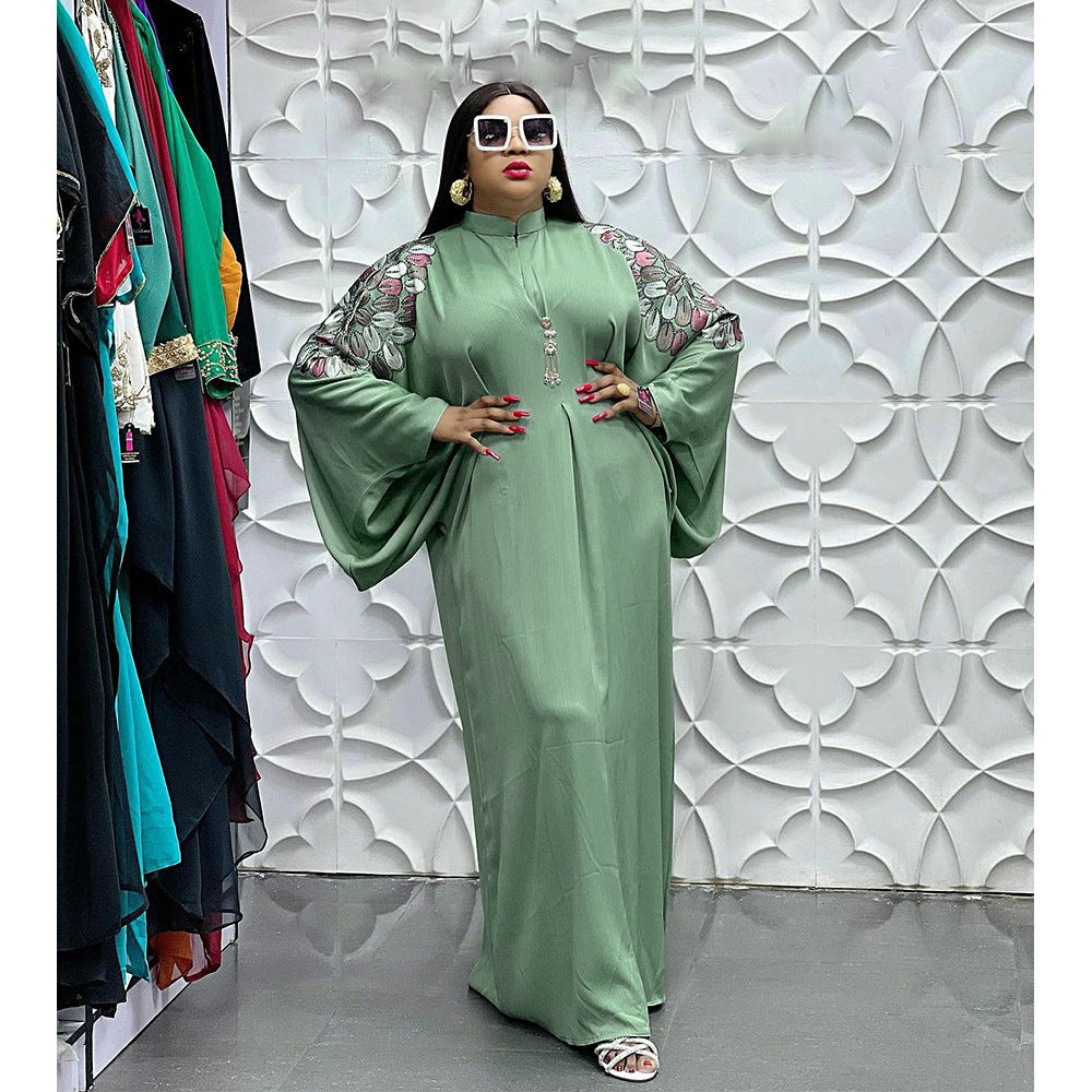 new long robe dress african export  women's plus size chiffon dress with headscarf