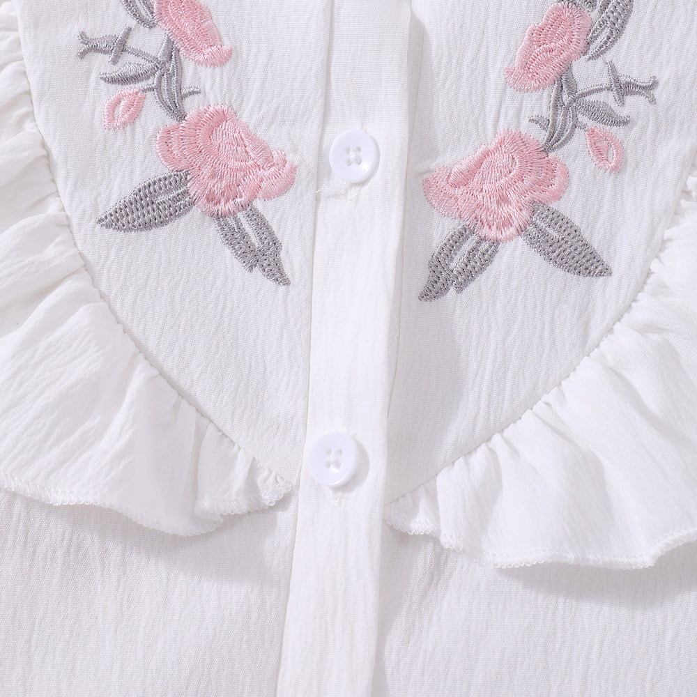 Girls' outfit set: embroidered top + skirt two-piece set