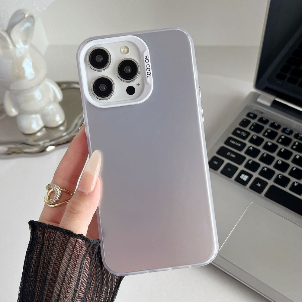 Suitable for apple 15promax skin-feeling protective case iphone14 laser imd pure color material color silver mobile phone case