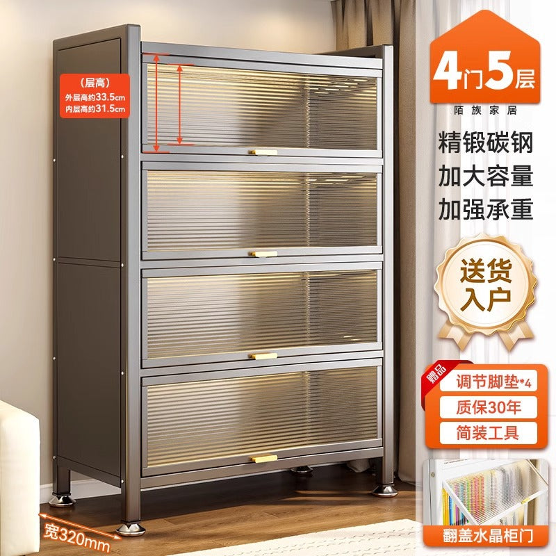 Steel dust-proof bookcase for home door multi-layer entrance cabinet large-capacity storage cabinet entrance flip-up door multi-layer storage