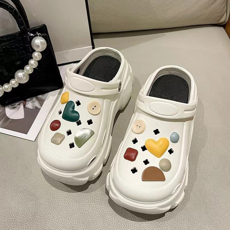 Crocs women's summer outwear 2024best selling thick sole heightening beach non-slip toe cap sandals women's new arrival