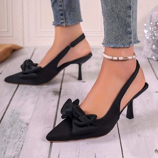 French high-heeled pointed-toe sandals with bow detail - new summer  collection