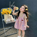 Girls' overalls dress set - summer  new collection: kids' fashion striped short-sleeve summer style, sweet baby two-piece look