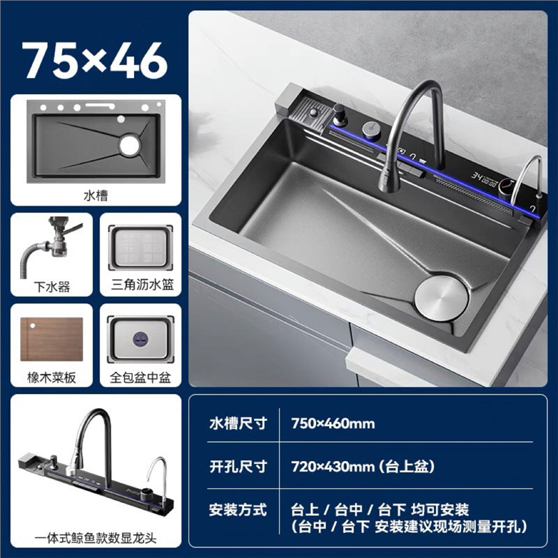 For home thickened 5.0 kitchen large single slot sink vegetable basin 304 stainless steel kitchen dishwashing sink whale