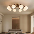 Living room lamp ceiling lamp luxury retro style new chinoiserie cream solid wood bedroom restaurant whole house lighting package combination