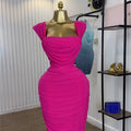 European and american cross-border women's fashion:  summer new arrival - elegant square neck cropped top and bodycon midi skirt fashion set