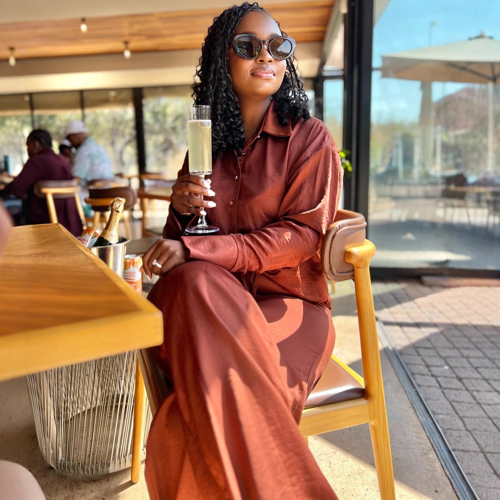 European and American large-size women's clothing long-sleeved lapel cardigan shirt high waist strap casual trousers African new two-piece set women