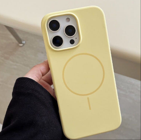 Suitable for iphone16pro thin ring magnetic liquid silicone mobile phone case apple 17air anti-fall pure color protective cover