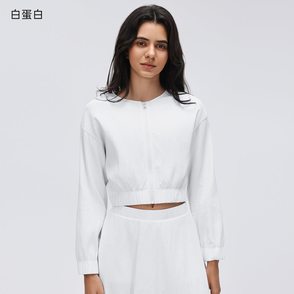 Short zipper thin outwear women looseslimming looklong sleevescardiganwork clothingcasualeasiest for matchsportstopsd26022