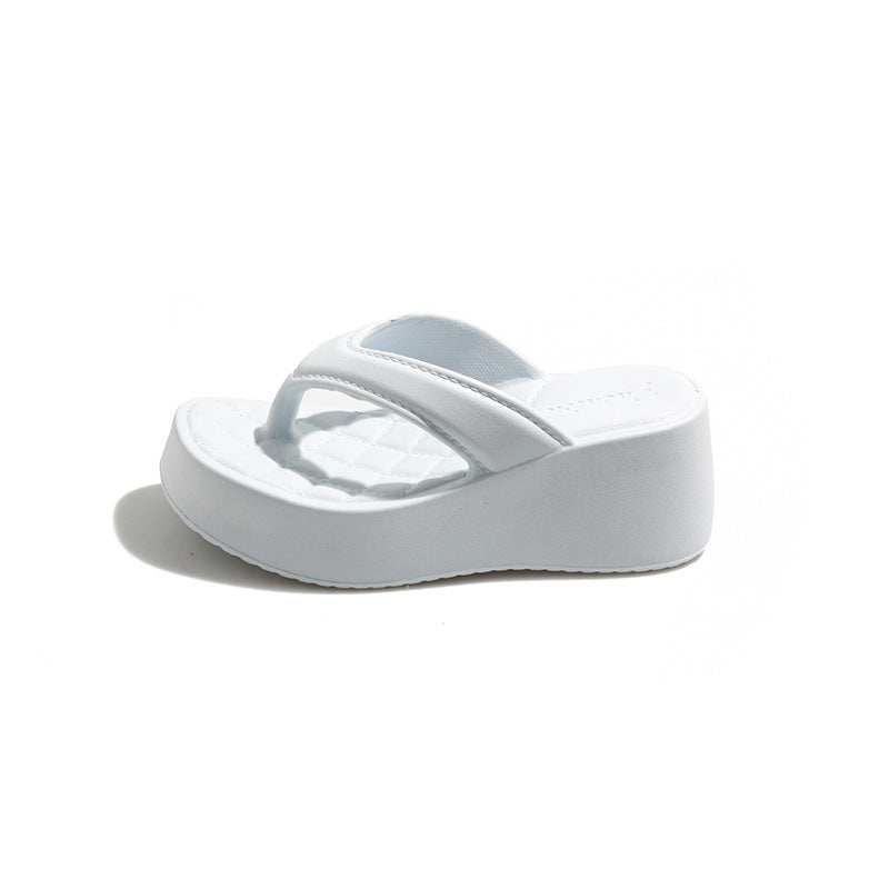 2026 new fashion diamond-shaped height-increasing flip-flops for women, eva non-slip thick-soled trendy beach thong sandals