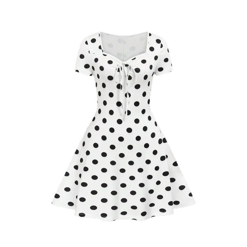 european and american polka dot french chic bodycon mini dress