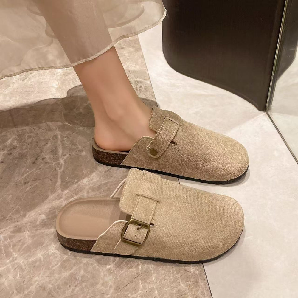 Birkenstock boots women's 2025 new spring closed-toe half-slipper outdoor thick sole slip-on flat lazy sandals