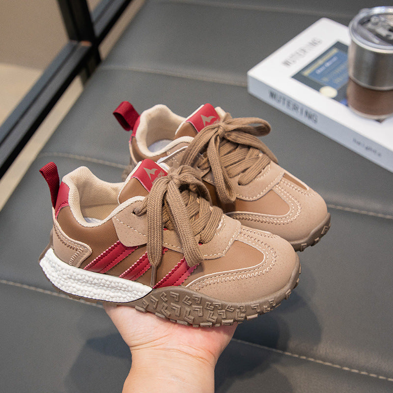 Children's sports shoes 2025 spring new boys and girls fashion color matching Forrest Gump shoes Korean version of casual trend German training shoes