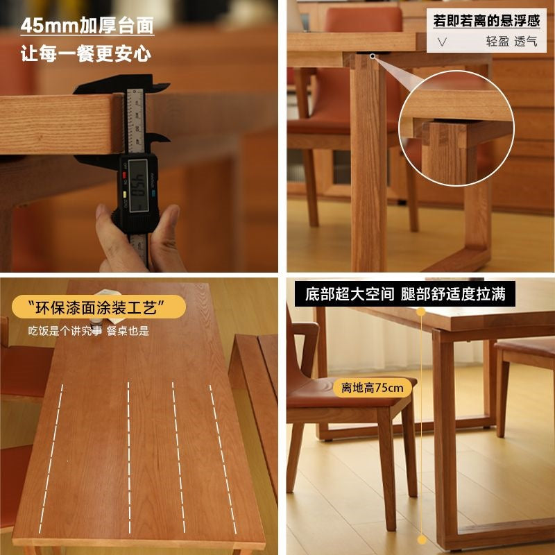 Nordic mobien solid wood dining table small apartment minimalist american style ash wood rectangular desk and chair set for home use
