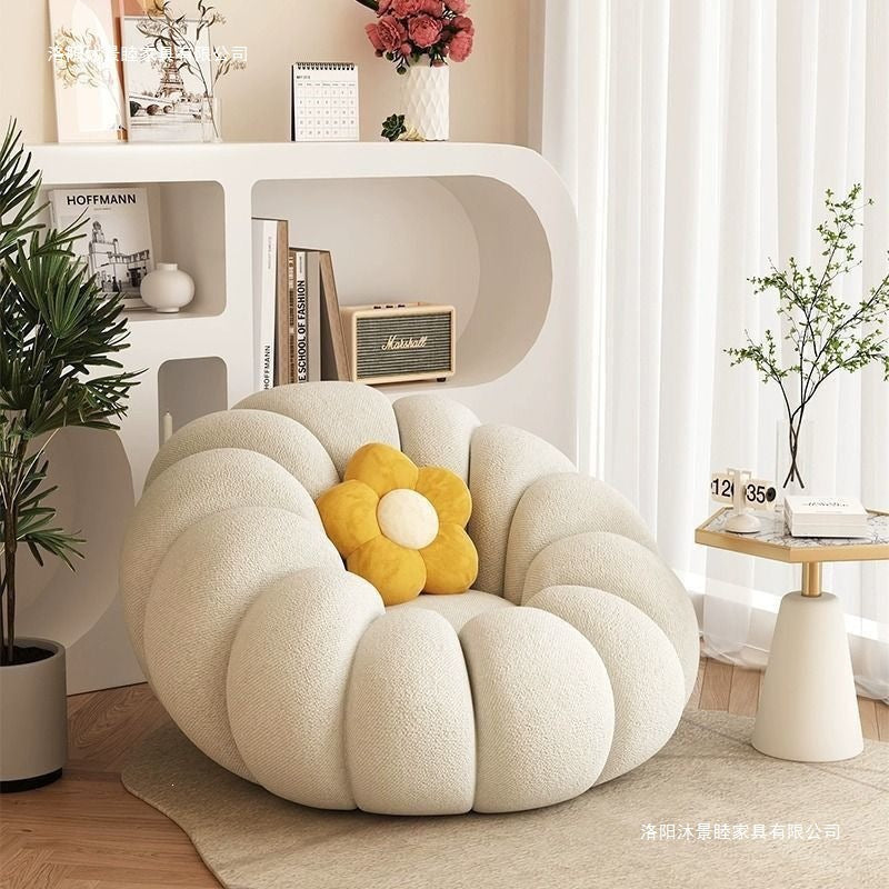 Cream style lazy sofa can lie down and sleep pumpkin sofa chair casual chair cashmere fabric sofa single sofa