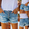 Factory direct sales fashion cross-border  new arrival single-breasted design easiest for match ripped raw edge denim shorts for women trendy