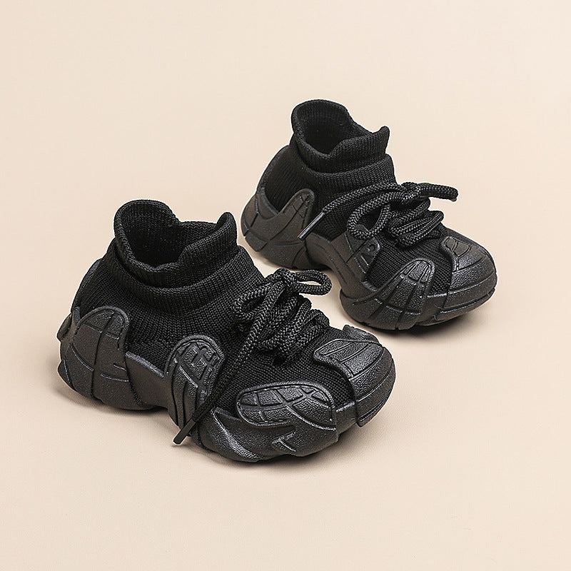 Kids' athletic shoes - spring/autumn boys' casual sneakers, mesh flyknit girls' sock shoes, baby white shoes, ages 1-7