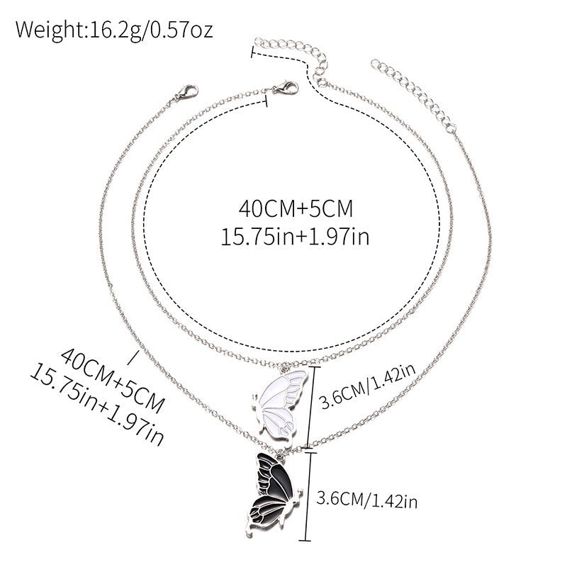Butterfly necklace wholesale european and american cross-border jewelry women's stylish exaggerated versatile alloy couple stacking autumn and winter sweater chain