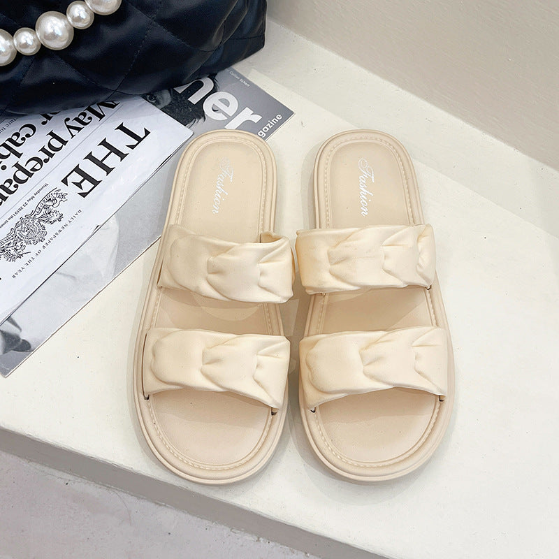 Women's slippers - fairy style, new summer 2024 collection, fashionable, elegant, versatile, flat, one-strap, beach sandals